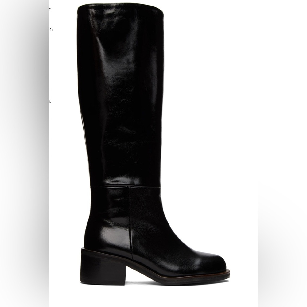 Reike Nen Black Grained Tall Black Boots